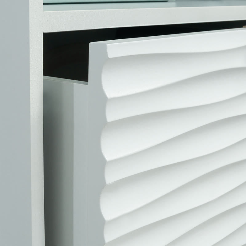 Iffhome Modern Minimalist White Embossed Wood Nightstand - image 3