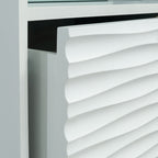Modern Minimalist White Embossed Wood Nightstand - image 3