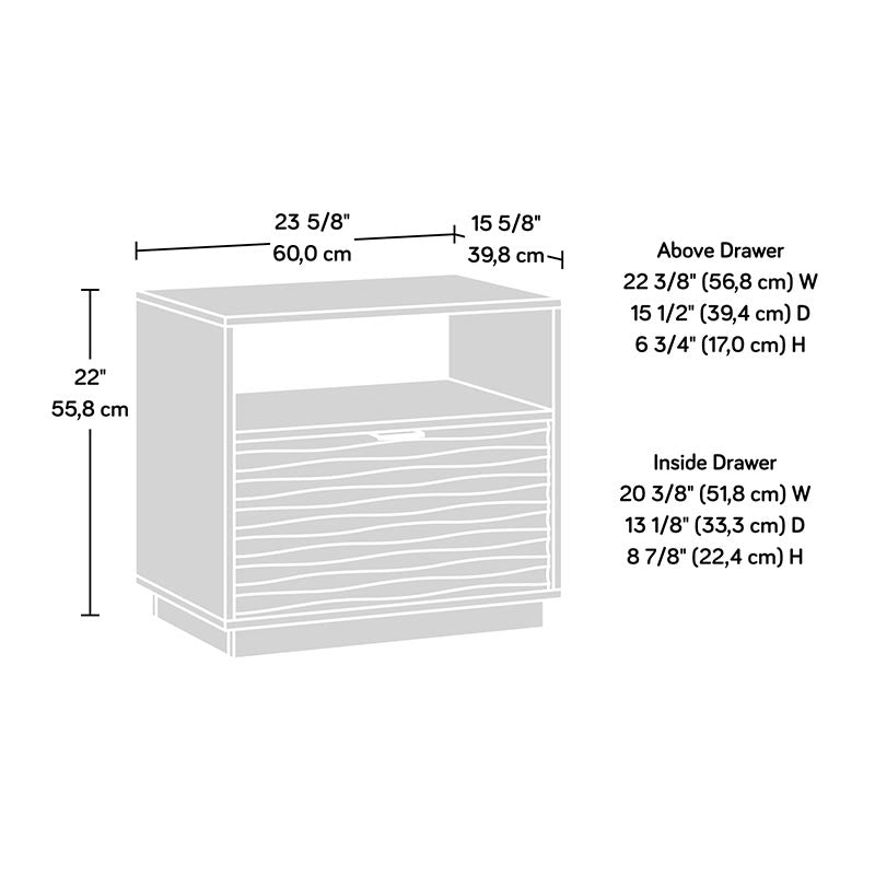 Modern Minimalist White Embossed Wood Nightstand - image 7