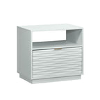 Modern Minimalist White Embossed Wood Nightstand - image 6