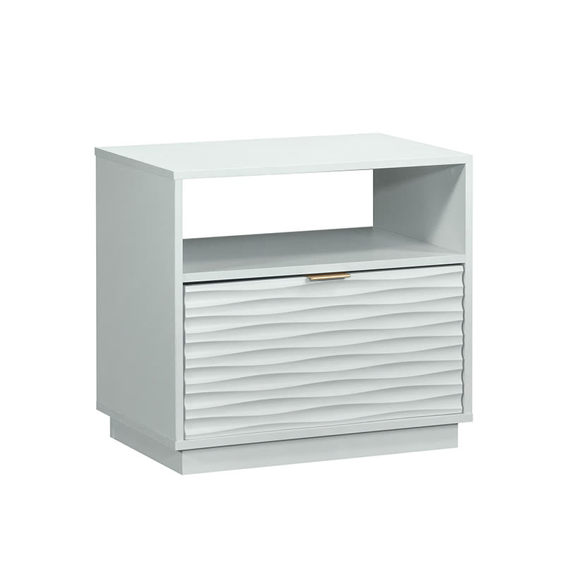 Modern Minimalist White Embossed Wood Nightstand - image 6