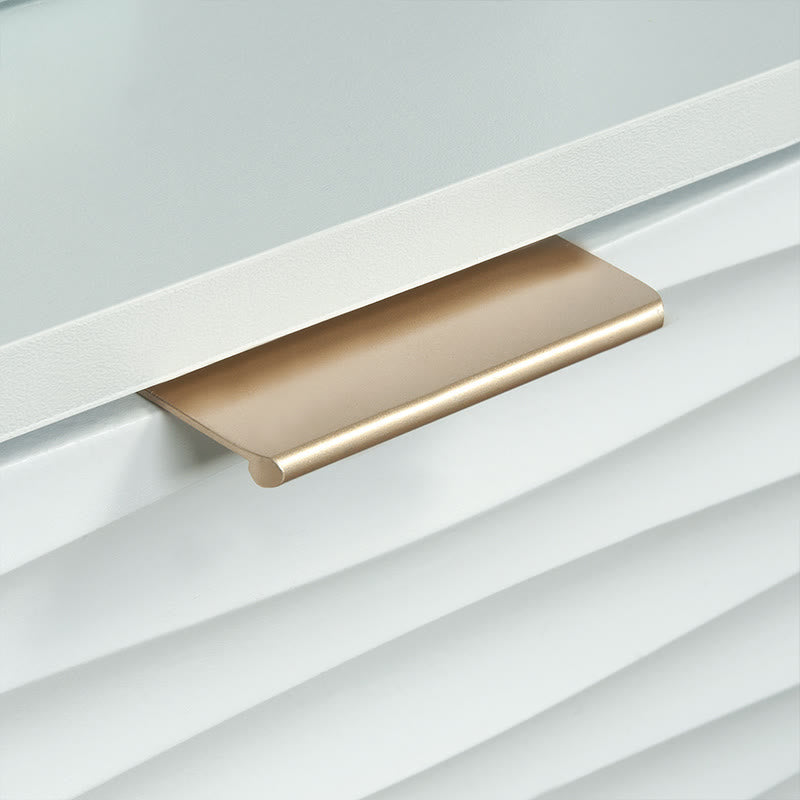 Iffhome Modern Minimalist White Embossed Wood Nightstand - image 4