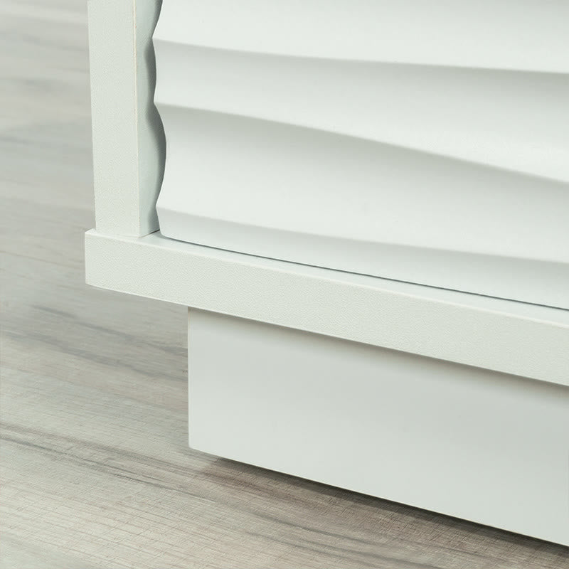 Iffhome Modern Minimalist White Embossed Wood Nightstand - image 5