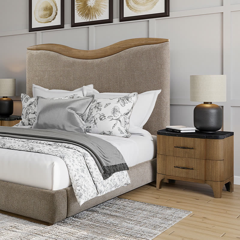 Iffhome Mid-century Stone Top Nightstand - image 2