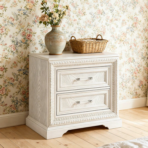 Antique White Finish Wooden Nightstand  - Antique White - image 1