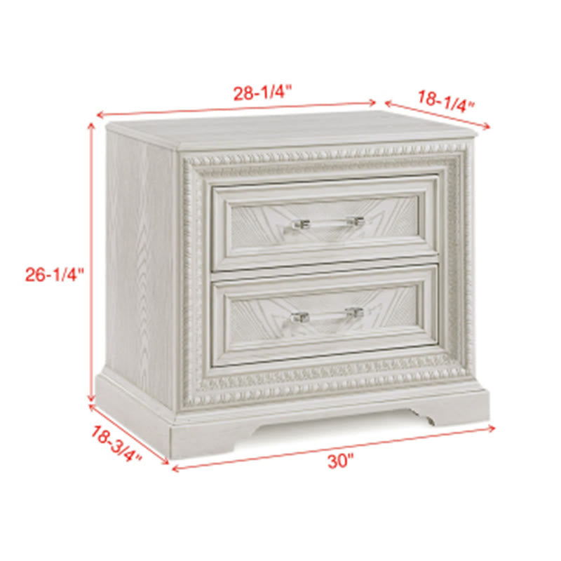 Antique White Finish Wooden Nightstand  - image 4