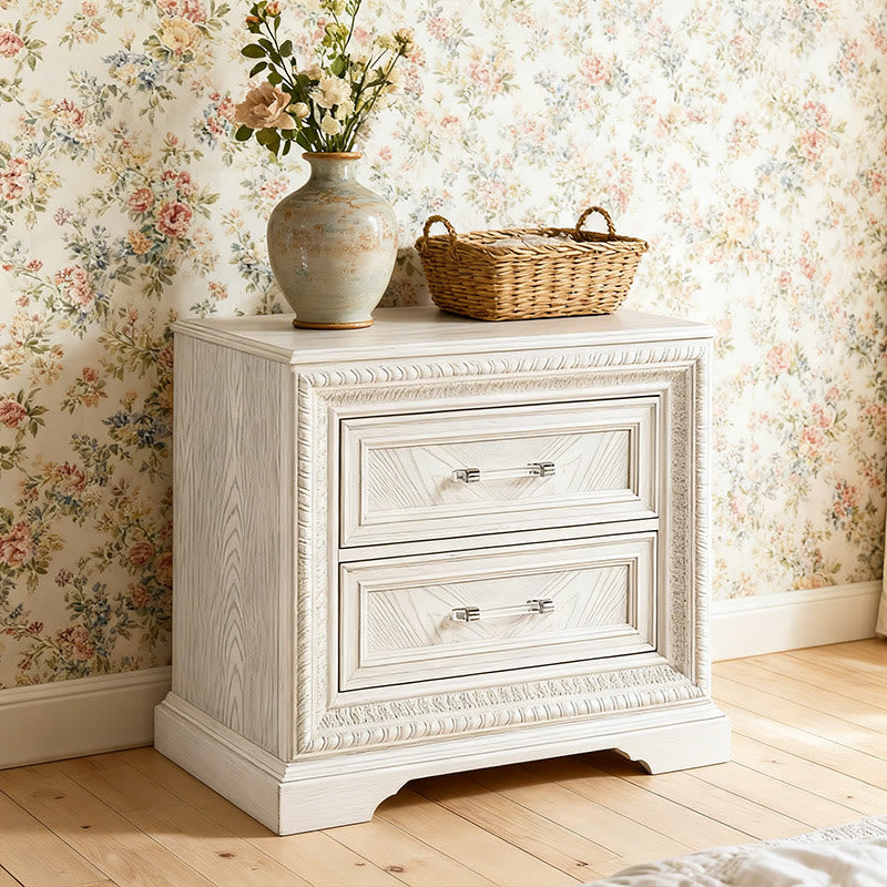 Iffhome Antique White Finish Wooden Nightstand  - Antique White - image 1