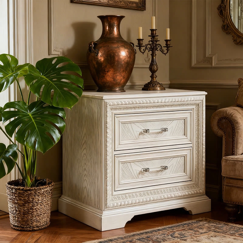 Iffhome Antique White Finish Wooden Nightstand  - image 0