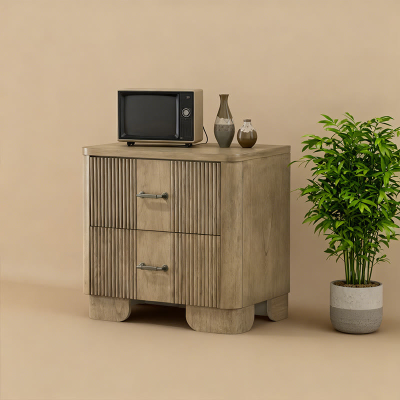 Iffhome Country Style Grooved Panel Nightstand - image 2