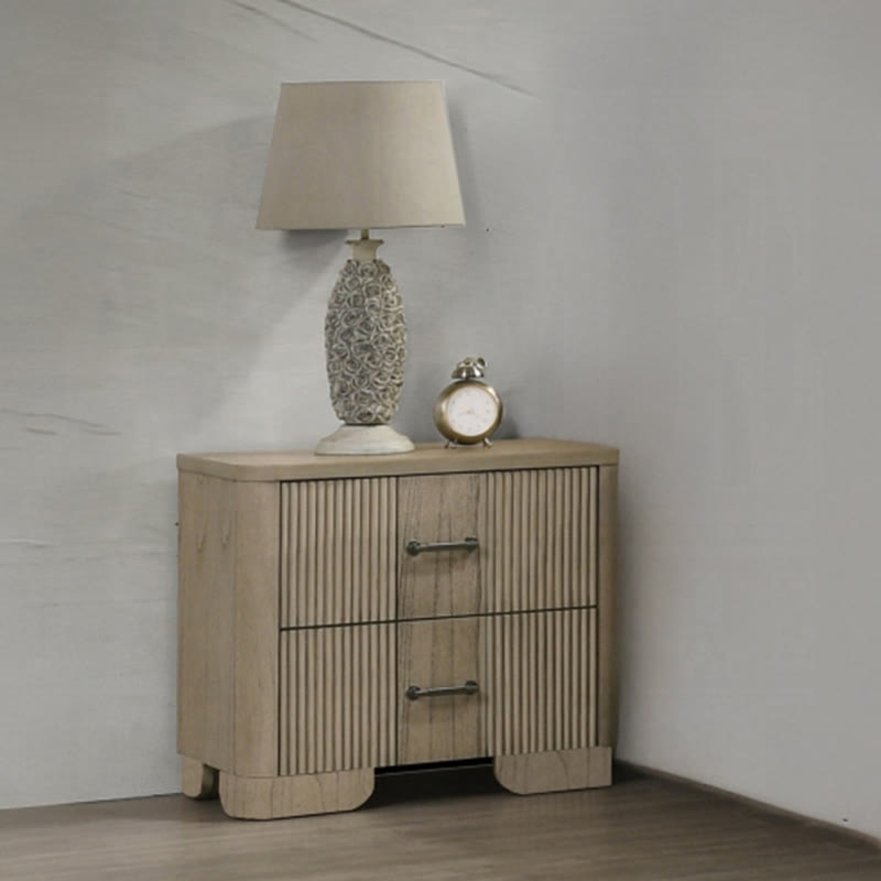 Iffhome Country Style Grooved Panel Nightstand - image 1