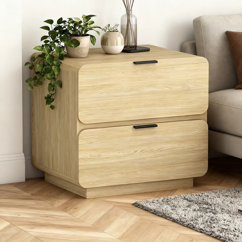 Rounded Corner Natural Wood Nightstand - image 0