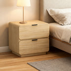 Rounded Corner Natural Wood Nightstand - image 1