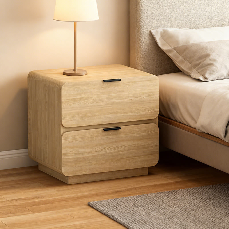 Rounded Corner Natural Wood Nightstand - image 1