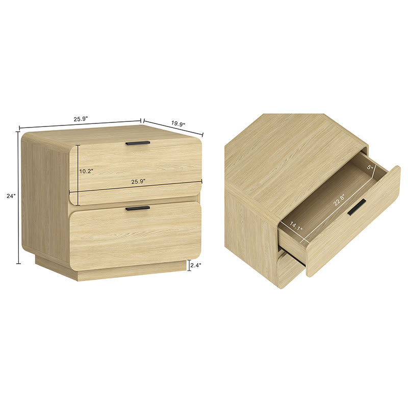 Iffhome Rounded Corner Natural Wood Nightstand - image 4