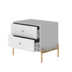 Square Wooden Nightstand With Gold Handles - image 5