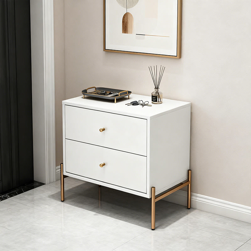 Iffhome Square Wooden Nightstand With Gold Handles - image 2