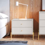 Square Wooden Nightstand With Gold Handles - White - image 0