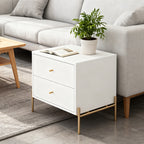Square Wooden Nightstand With Gold Handles - image 3