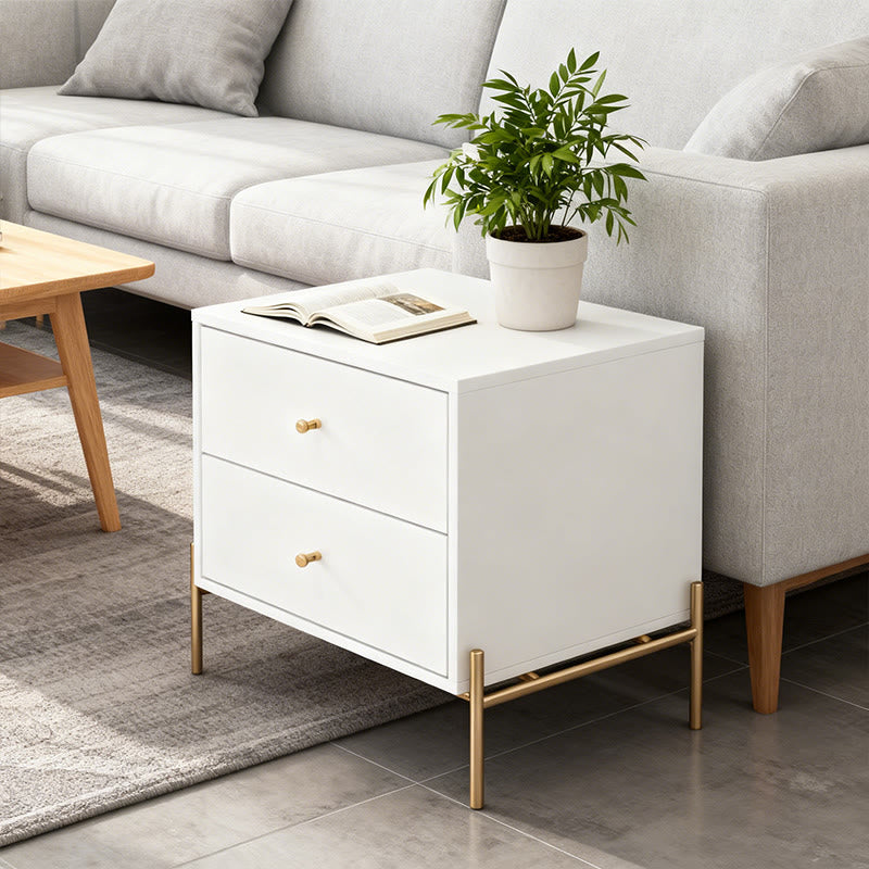 Square Wooden Nightstand With Gold Handles - image 3