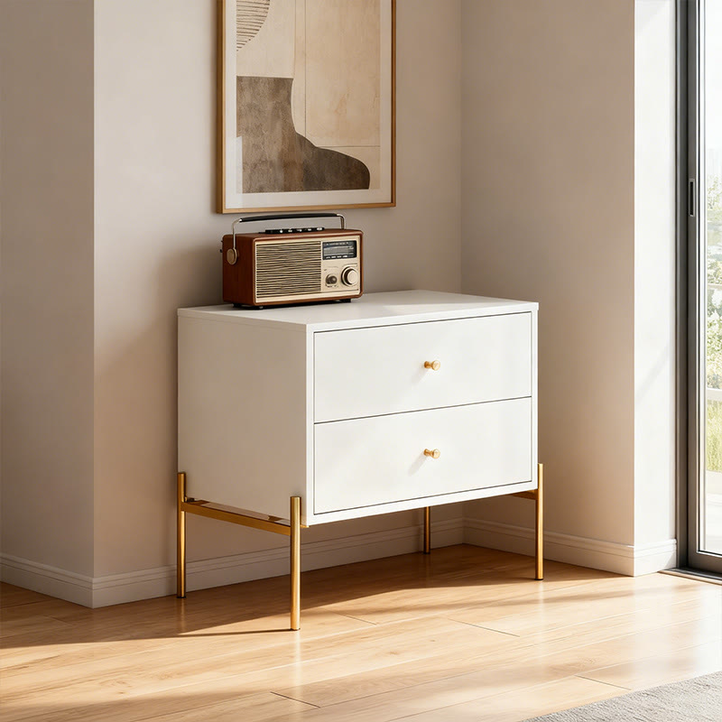 Iffhome Square Wooden Nightstand With Gold Handles - image 4