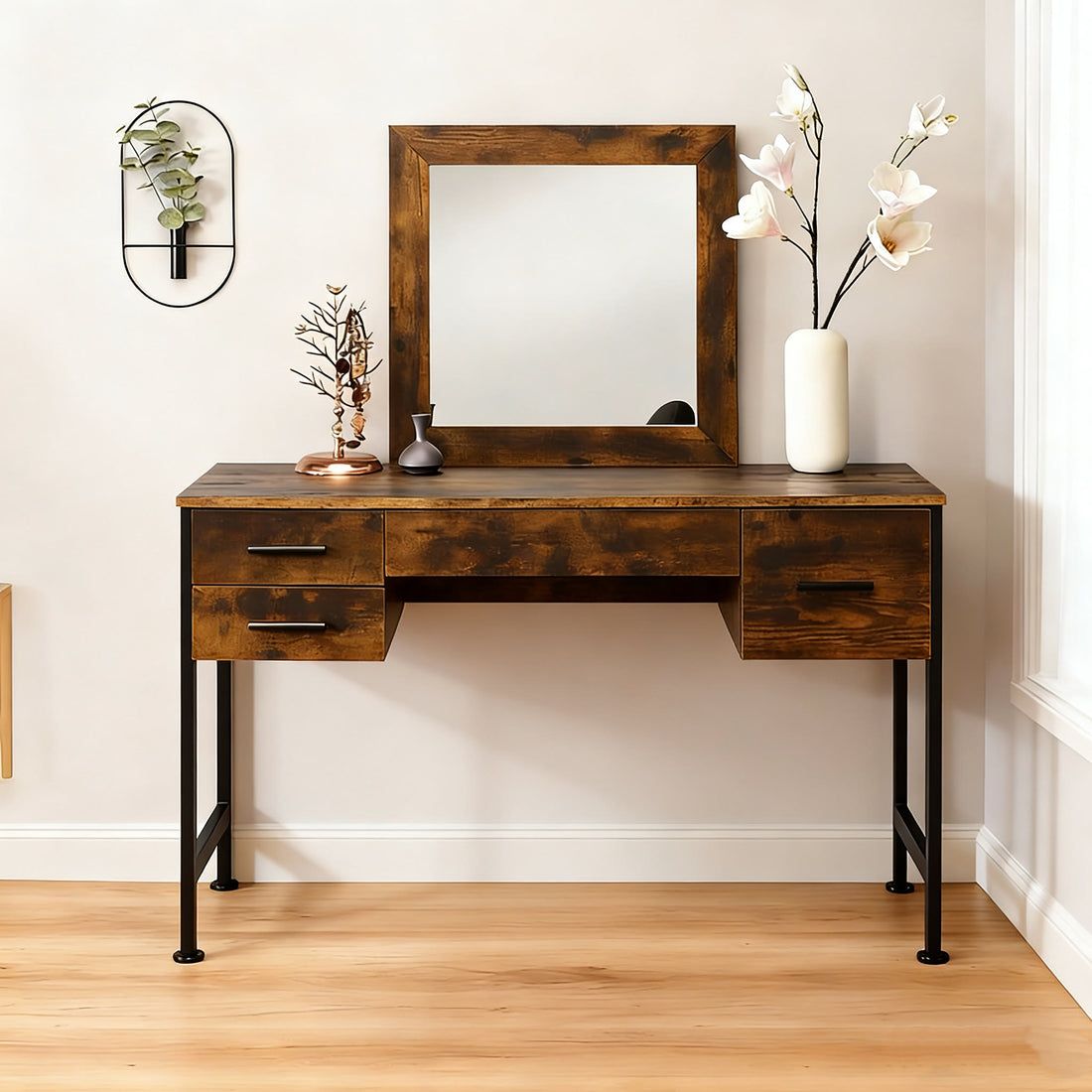 Iffhome Vintage Industrial Style Dressing Table With Drawers - image 1