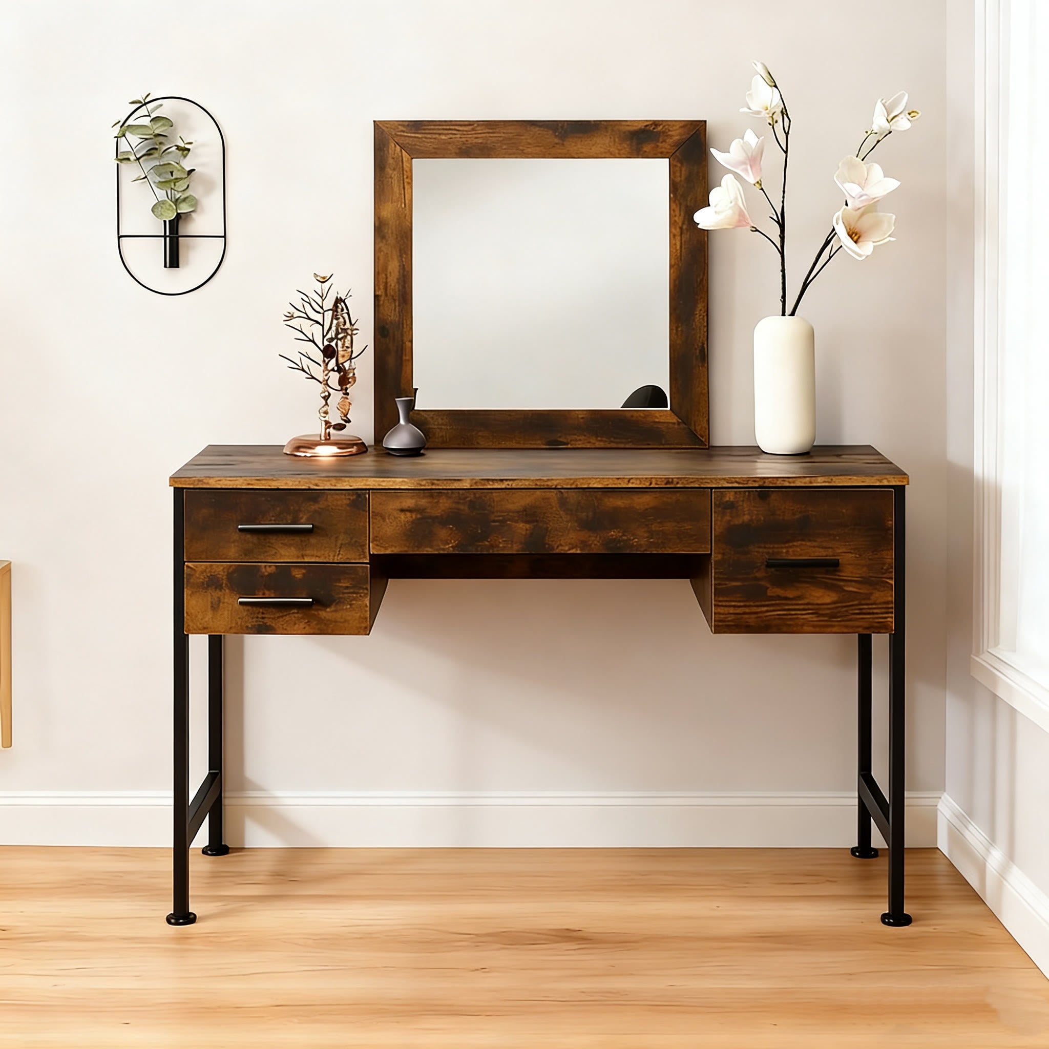 Vintage Industrial Style Dressing Table With Drawers - image 1