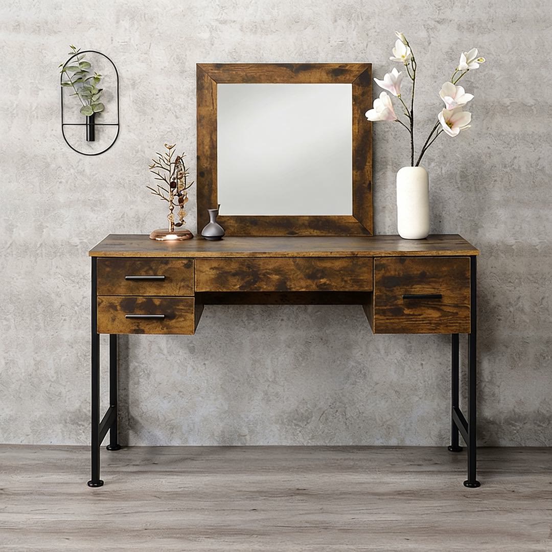 Iffhome Vintage Industrial Style Dressing Table With Drawers - image 2