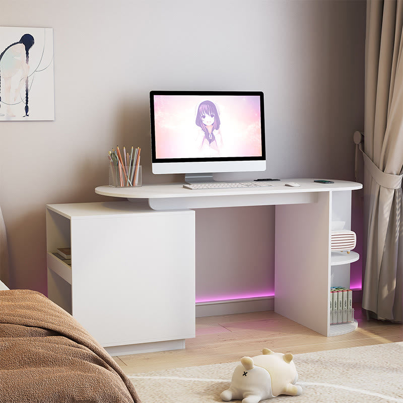 Iffhome Expandable Computer Desk With Hutch & Bookshelf - White - image 0