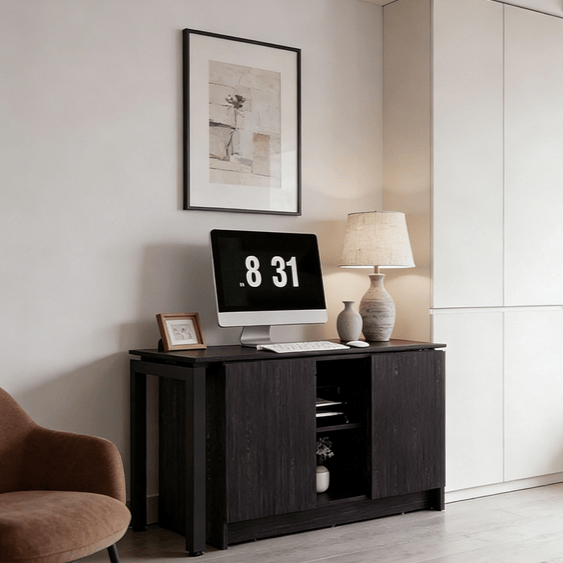 Iffhome Rotable Home Office Desk With Storage Compartments - Black - image 0