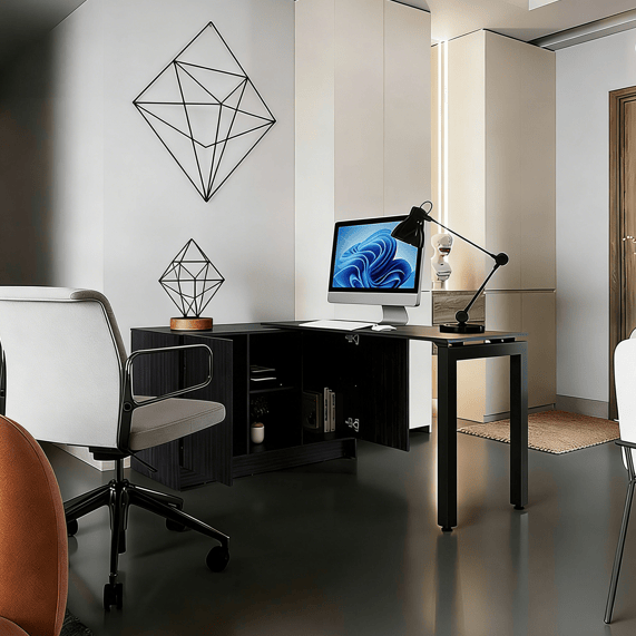 Rotable Home Office Desk With Storage Compartments - image 2