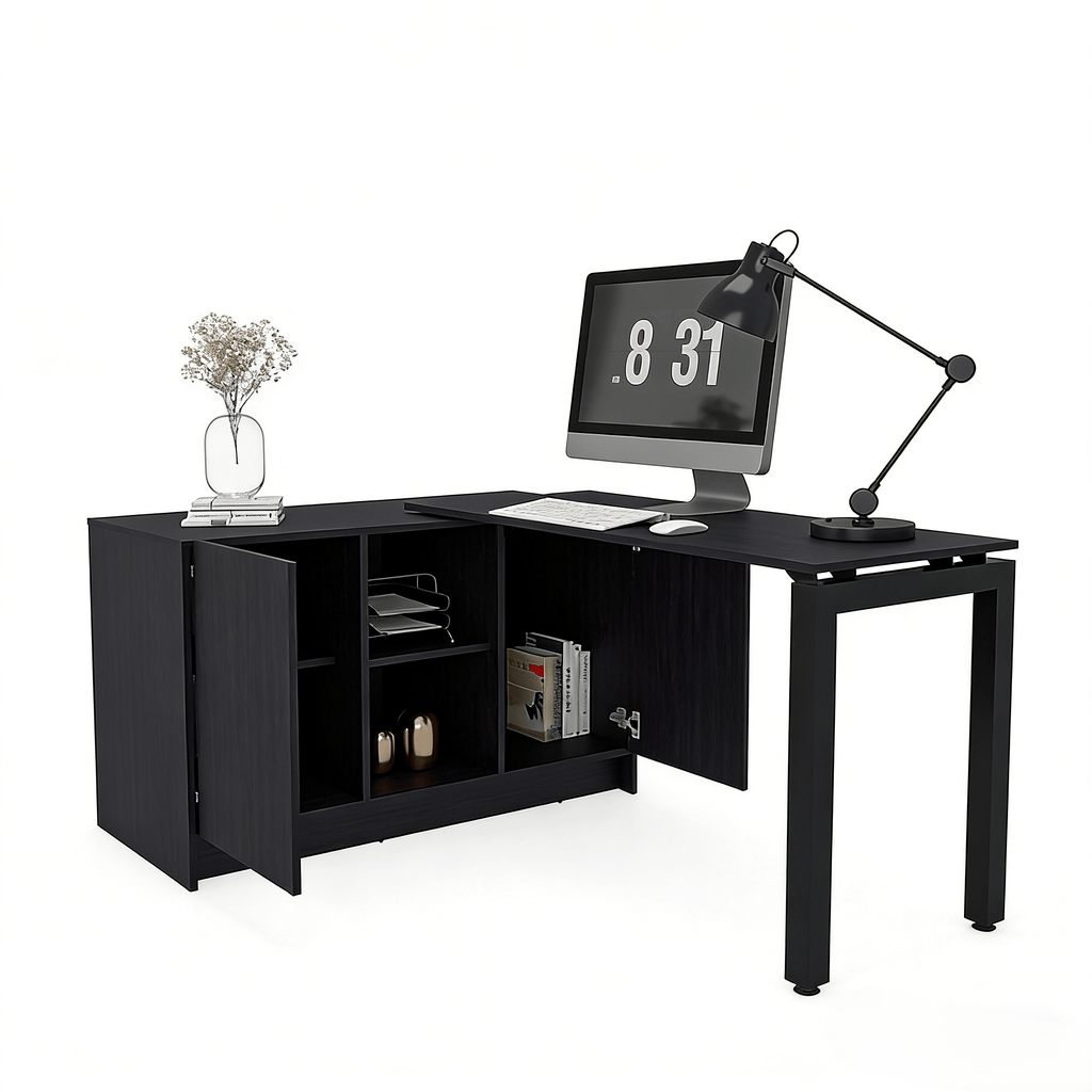 Rotable Home Office Desk With Storage Compartments - image 4