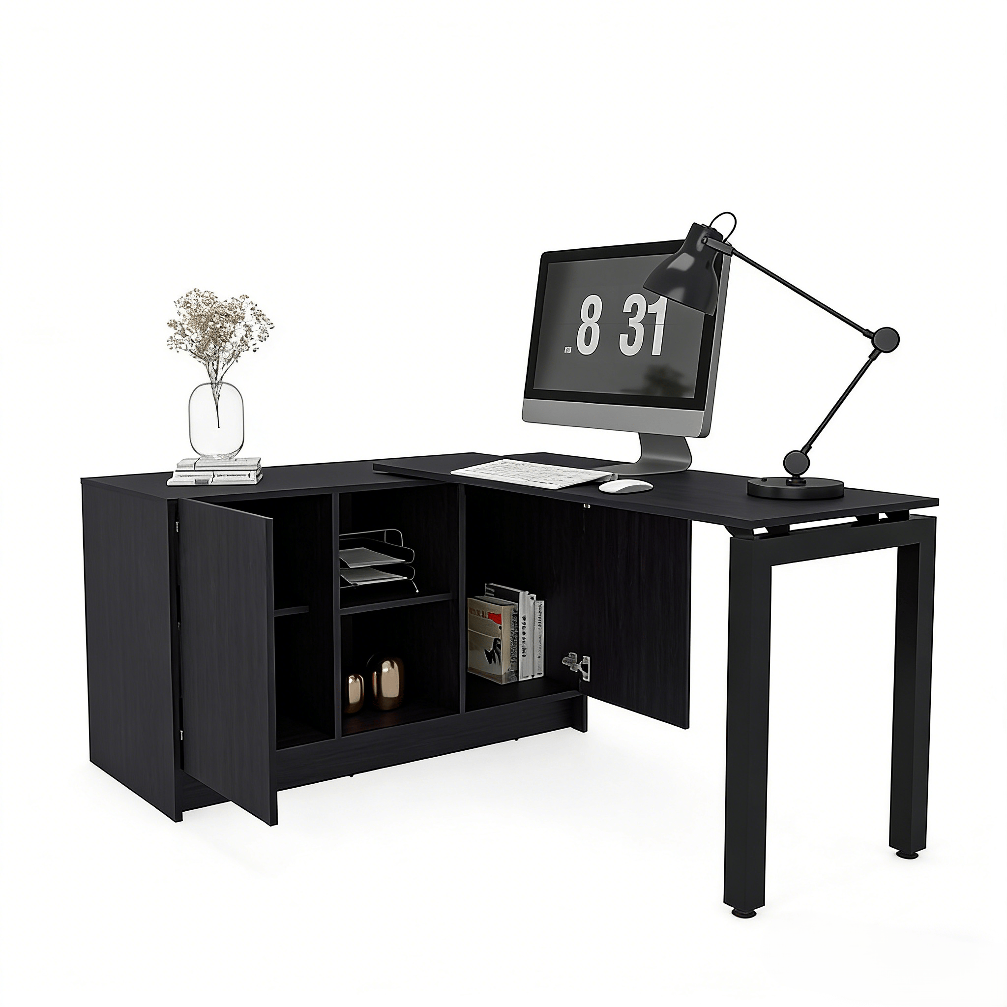 Rotable Home Office Desk With Storage Compartments - image 4