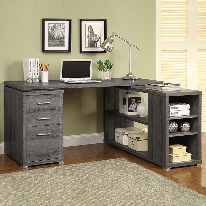 Iffhome Vintage L-shape Adjustable Desk With 3-drawers  - image 2