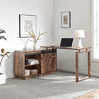 L-shaped Reversible Workstation Home Office Desk  - Brown - image 0