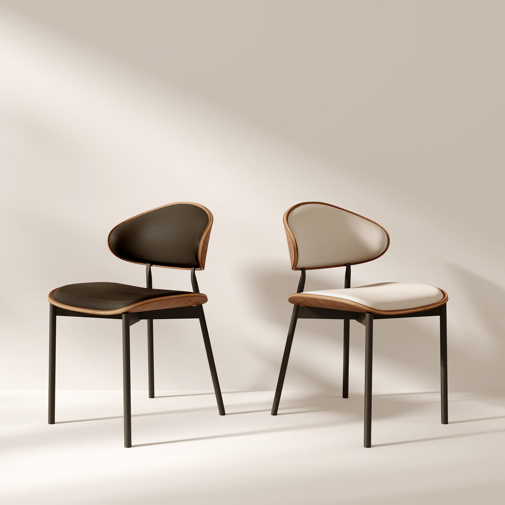 2x/4x/6x Simple Curved Solid Wood Leather Dining Chairs - image 0