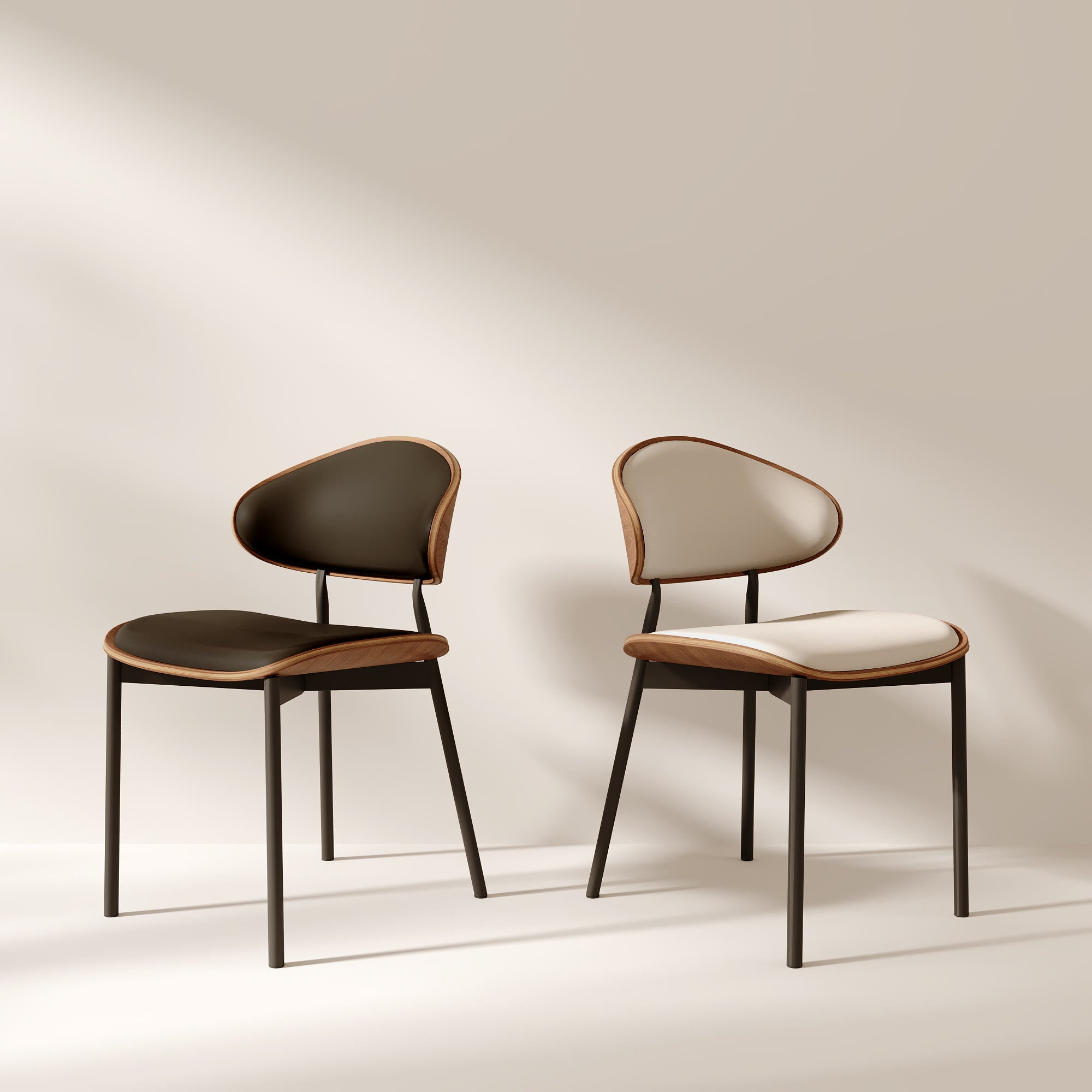 2x/4x/6x Simple Curved Solid Wood Leather Dining Chairs - image 0
