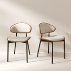 2x/4x/6x Simple Curved Solid Wood Leather Dining Chairs - Beige - 6x - image 2