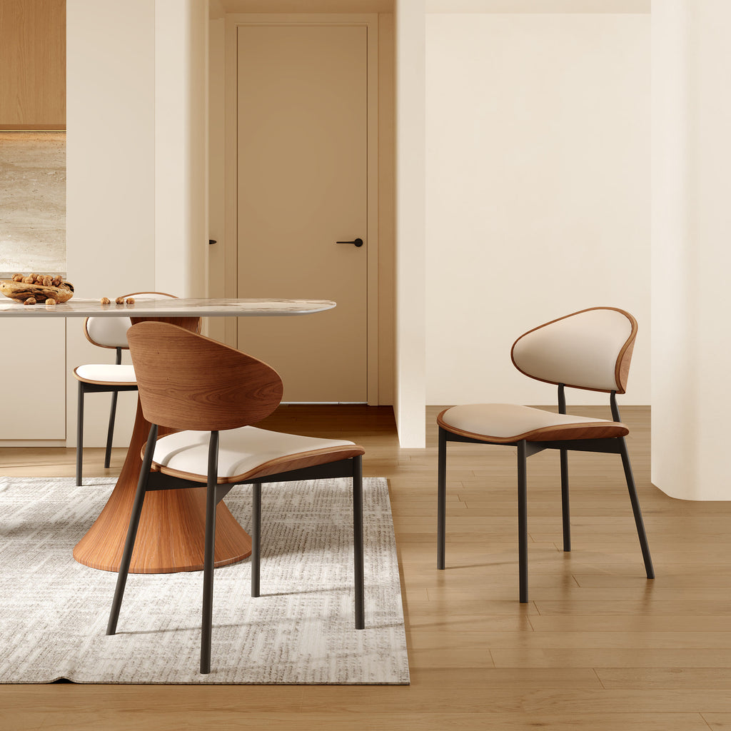 2x/4x/6x Simple Curved Solid Wood Leather Dining Chairs - image 8