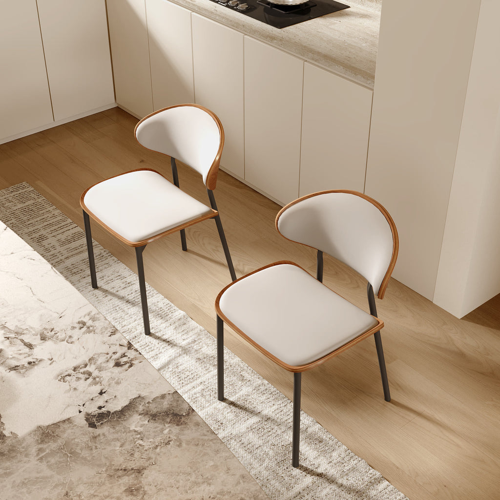2x/4x/6x Simple Curved Solid Wood Leather Dining Chairs - image 9