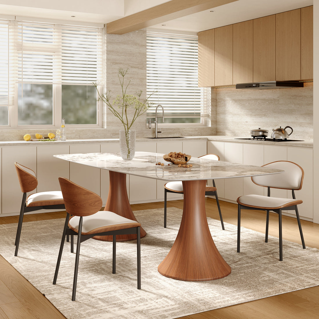 Iffhome 2x/4x/6x Simple Curved Solid Wood Leather Dining Chairs - image 10