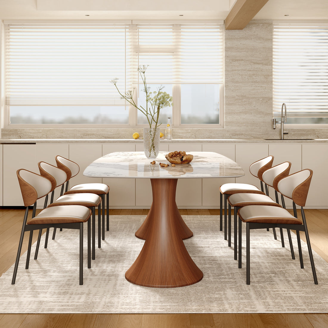 Iffhome 2x/4x/6x Simple Curved Solid Wood Leather Dining Chairs - image 11