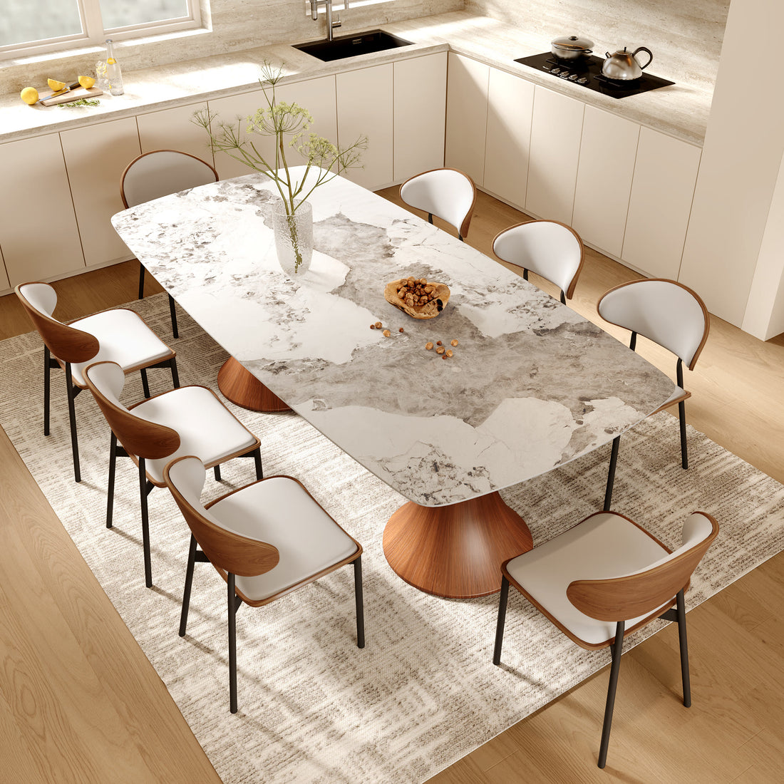 Iffhome 2x/4x/6x Simple Curved Solid Wood Leather Dining Chairs - image 12