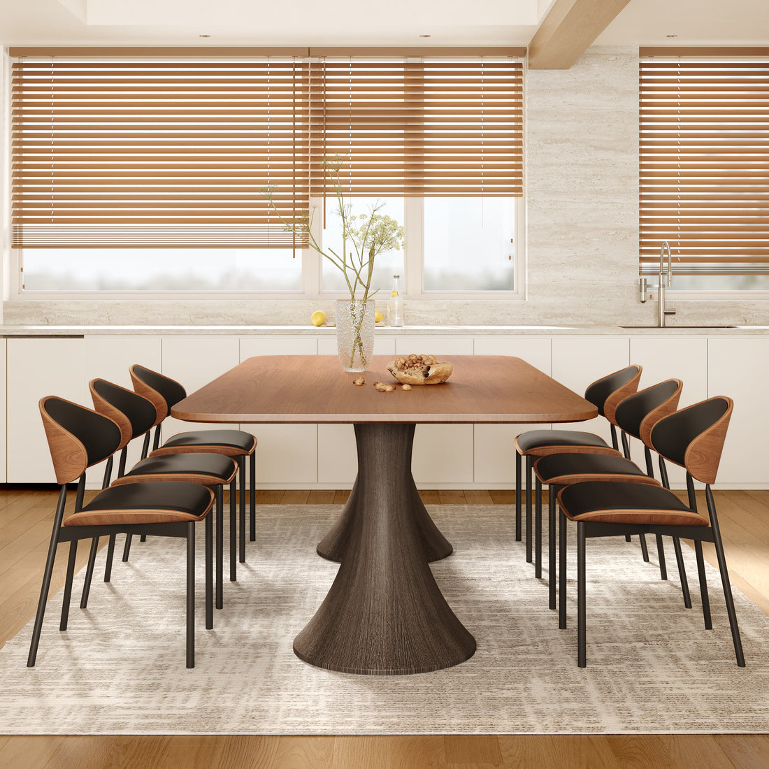 Iffhome 2x/4x/6x Simple Curved Solid Wood Leather Dining Chairs - image 6