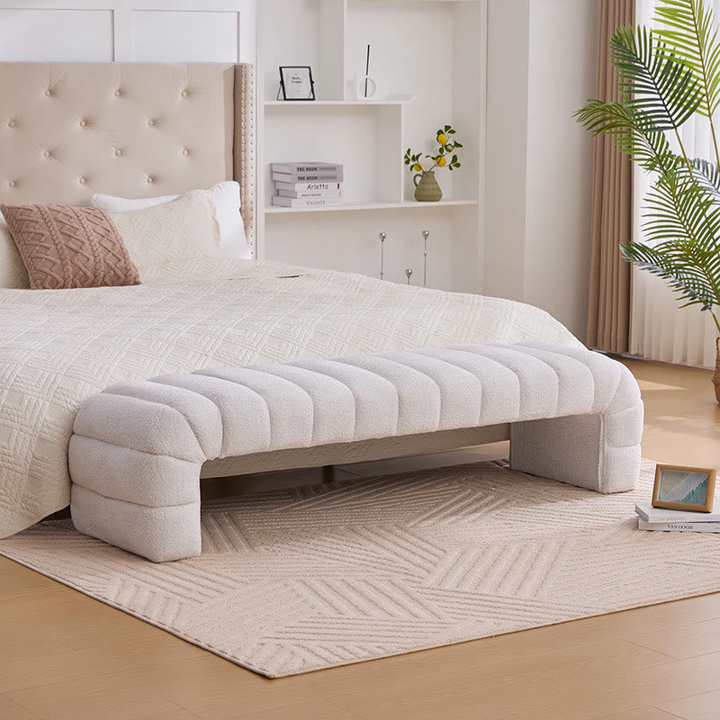 Iffhome Modern Upholstered Armless Bed Bench - Ivory - image 0