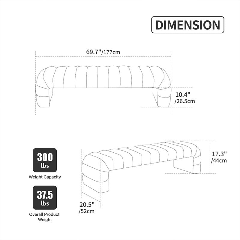 Iffhome Modern Upholstered Armless Bed Bench - image 8