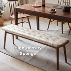 Natural Wood Bench With Leather Cushion  - image 0