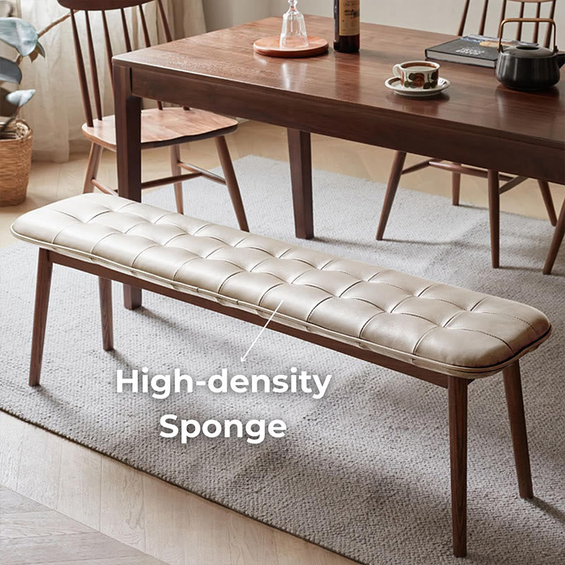 Natural Wood Bench With Leather Cushion  - image 0