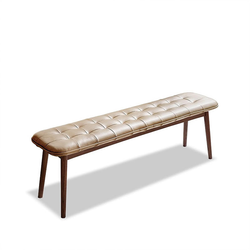 Iffhome Natural Wood Bench With Leather Cushion  - image 5