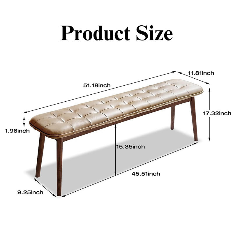Iffhome Natural Wood Bench With Leather Cushion  - image 6