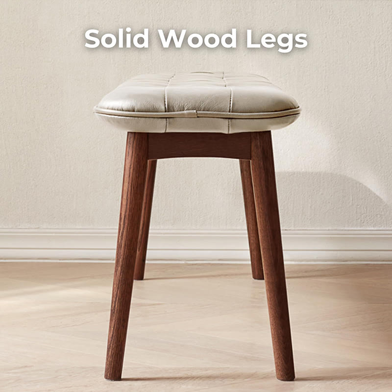 Natural Wood Bench With Leather Cushion  - image 3